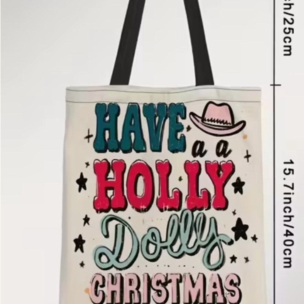 Holly Dolly Christmas Tote Bag - Picture 4 of 5